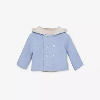 Пальто из шерсти и кашемира с вышивкой «тедди» 1–9 месяцев Trotters, синий