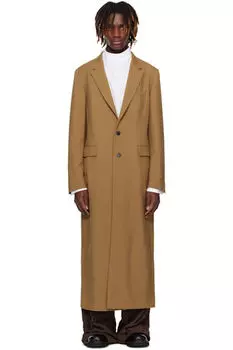 Пальто из шерсти и мохера цвета загара Dries Van Noten