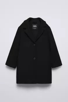Пальто из шерсти ZARA, черный