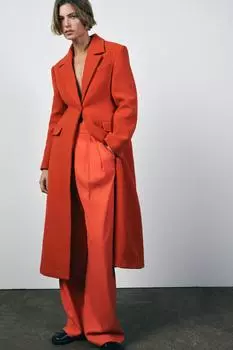 Пальто из шерстяной смешанной ткани коллекция zw ZARA, оранжевый