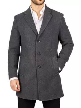 Пальто из шерстяной смеси с воротником-стойкой и зазубренными лацканами, классическое тренчкотное пальто, зимняя куртка TruClothing, серый