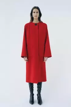 Пальто из смешанной шерсти manteco коллекция zw ZARA, красный