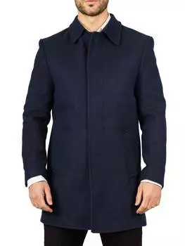 Пальто из смеси шерсти с классическим воротником, классическое пальто-тренч, зимняя куртка TruClothing, темно-синий