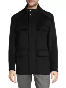 Пальто из смесовой шерсти Cole Haan, черный