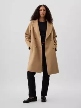 Пальто из смесовой шерсти Gap, коричневый