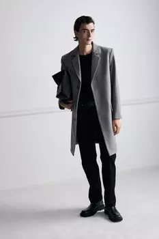 Пальто из смесовой шерсти H&M, серый
