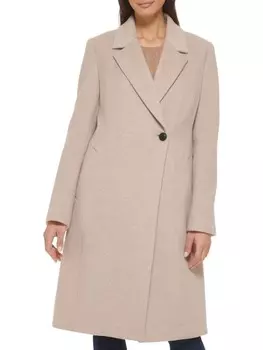 Пальто из смесовой шерсти на одной пуговице Cole Haan Beige
