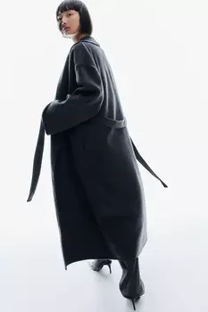 Пальто из смесовой шерсти ручной работы H&M, серый