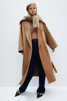 Пальто из смесовой шерсти ручной работы H&M, бежевый