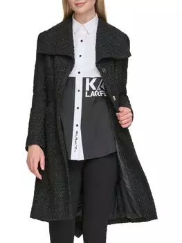 Пальто из смесовой шерсти с поясом Karl Lagerfeld Paris, черный