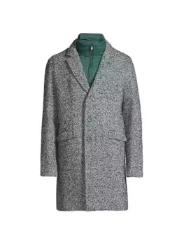 Пальто из смесовой шерсти с узором «в елочку» Herno, зеленый