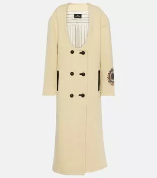 Пальто из смесовой шерсти с вышивкой Etro, бежевый