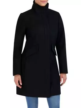 Пальто из смесовой шерсти с завязками на талии Cole Haan Black