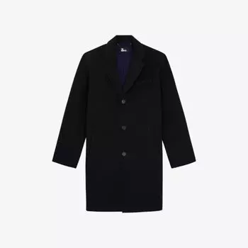 Пальто из смесовой шерсти с зубчатыми лацканами The Kooples, черный