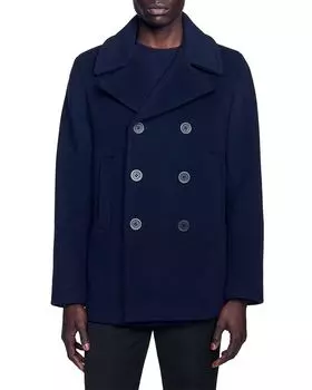 Пальто из смесовой шерсти Sandro, синий