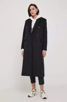 Пальто из смесовой шерсти United Colors of Benetton, черный