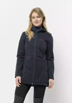 Пальто из софтшелла Jack Wolfskin "WINDHAIN COAT W", синий