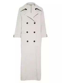 Пальто из техно-холщовой ткани с блестящими деталями Brunello Cucinelli, цвет cool beige