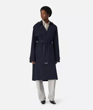 Пальто из тонкой шерсти Bottega Veneta, темно-синий