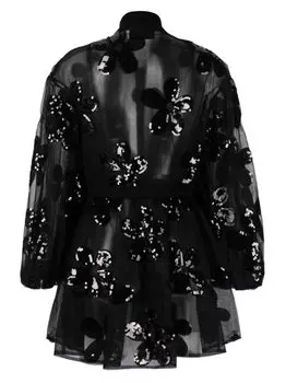 Пальто из тюля с пайетками Simone Rocha, черный