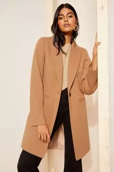 Пальто из твила с одной пуговицей Friends Like These, коричневый