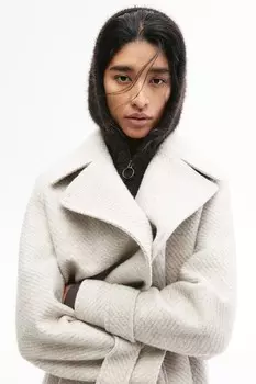 Пальто из твила с завязывающимся поясом H&M, серый