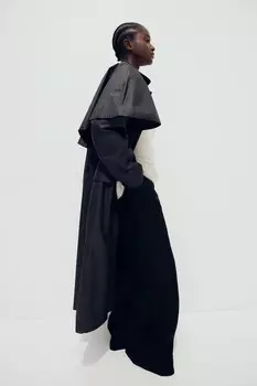 Пальто из вощеного хлопка H&M, черный