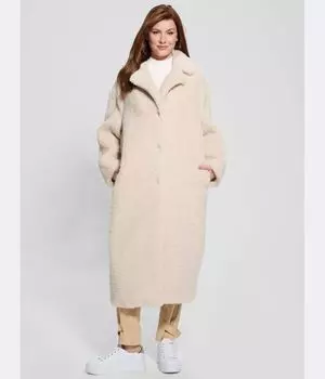 Пальто изношено. Guess Jeans, бежевый