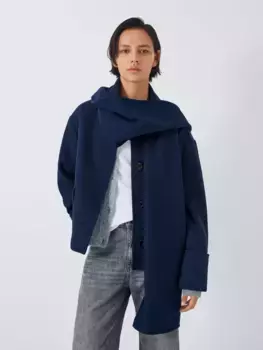 Пальто John Lewis ANYDAY Crop Scarf, темно-синий