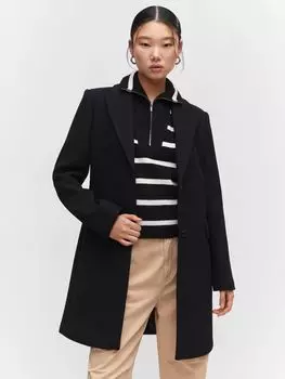 Пальто Khalo из смесовой шерсти Mango, черный