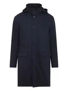 Пальто Kiton с капюшоном и застежкой на пуговицы, синий