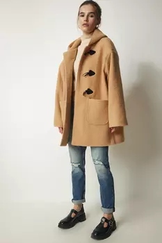 Пальто - Коричневый - Двубортный Happiness stanbul, коричневый