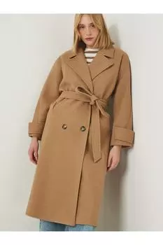 Пальто - Коричневый - Двубортный Happiness stanbul, коричневый