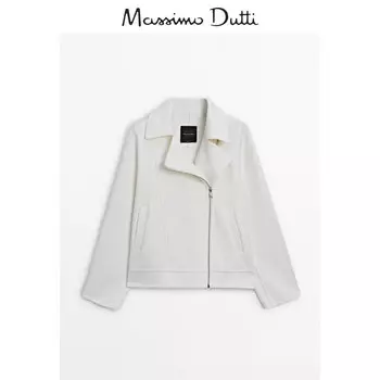 Пальто короткое Massimo Dutti шерстяное, белый
