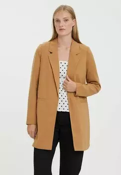 Пальто короткое Vero Moda без застежек, коричневый