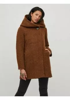 Пальто короткое Vila с капюшоном, коричневый