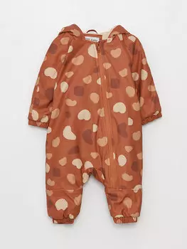 Пальто космонавта для мальчика с капюшоном и длинными рукавами с принтом LCW baby, корица