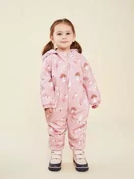 Пальто космонавта для маленьких девочек с капюшоном и длинными рукавами LCW baby, сушеная роза