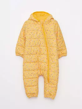 Пальто космонавта для маленьких девочек с капюшоном и длинными рукавами LCW baby, желтый с принтом