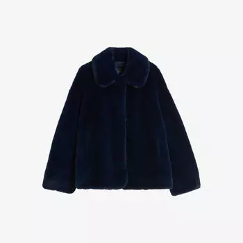 Пальто Liliam из искусственного меха с объемным воротником Ted Baker, темно-синий