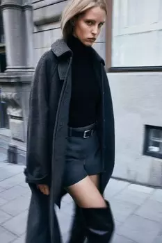 Пальто макси оверсайз H&M, серый