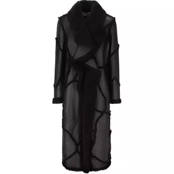 Пальто макси с V-образным вырезом и отделкой в стиле пэчворк Chlo, коричневый