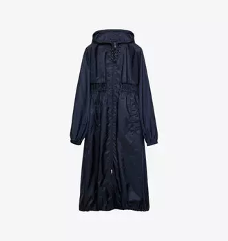 Пальто-Мешок стандартного кроя с затягивающимся капюшоном Prada, синий