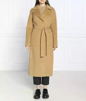 Пальто Michael Kors шерстяное длинное, коричневый