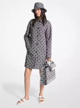 Пальто Michael Michael Kors Empire Logo Jacquard Balmacaan, черный/белый