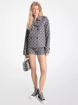 Пальто Michael Michael Kors Empire Logo Jacquard Cropped, черный/белый