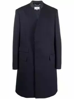 Пальто миди без воротника MAISON MARGIELA, синий
