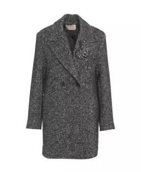 Пальто миди из букле со стразами и лацканами Kaos, черный