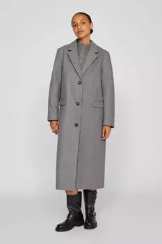 Пальто миди с длинными рукавами Vila, серый