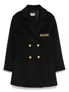 Пальто Moschino Kids с пуговицами в форме сердца, черный
